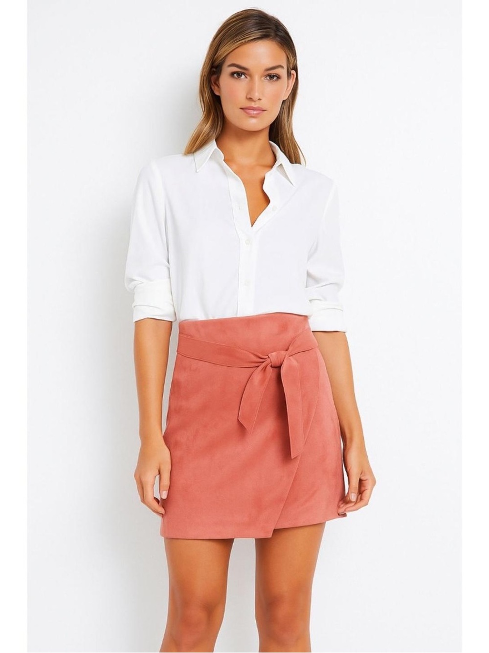 LOFT Faux Suede Tie-Waist Mini Skirt